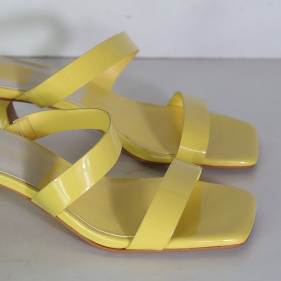 Dolce Vita Bertie Kitten Heel Yellow Size 7 Square Toe Strappy Leather Slip on - Picture 3 of 9
